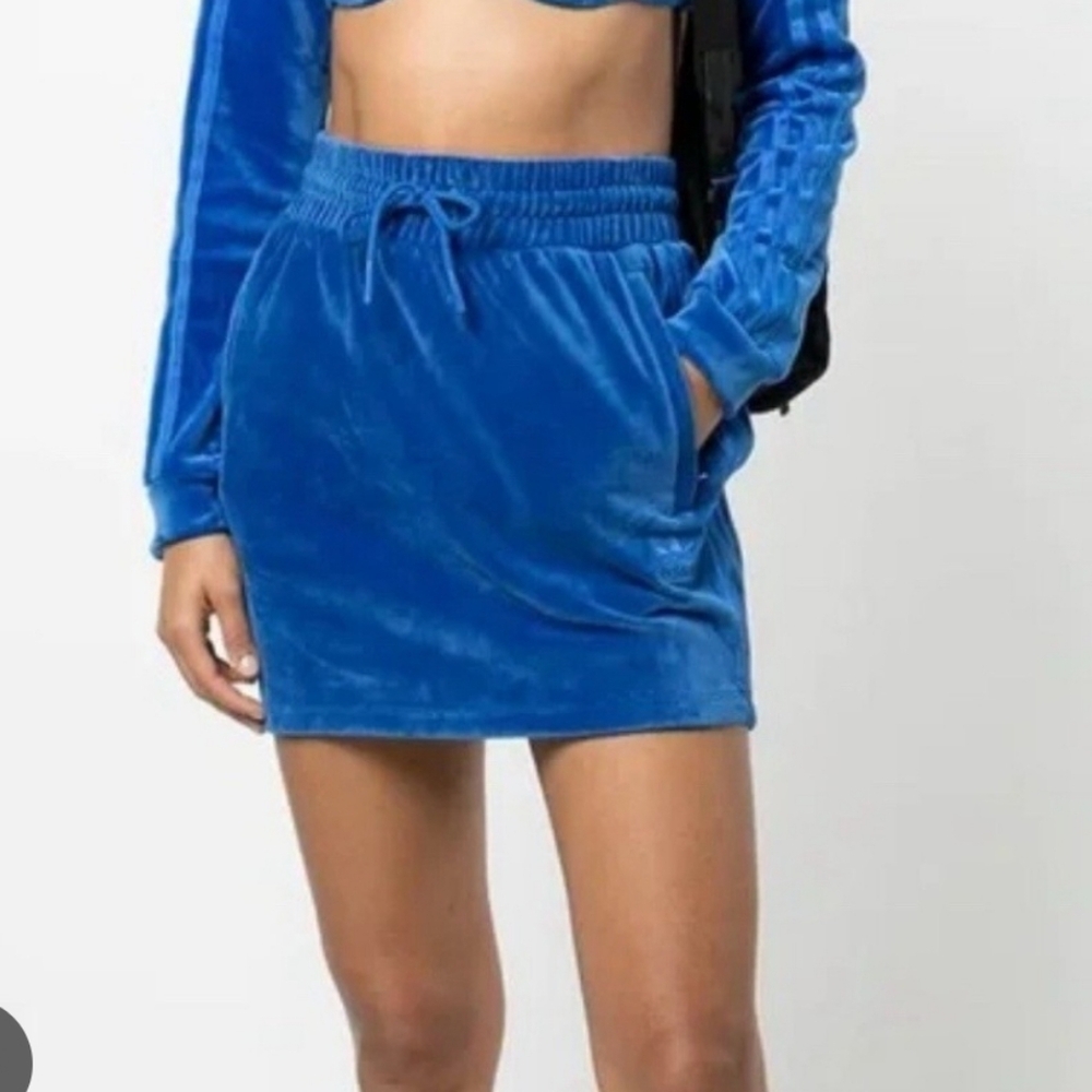Adidas Womens Skirt, X Jeremy Scott Blue Velour Skirt